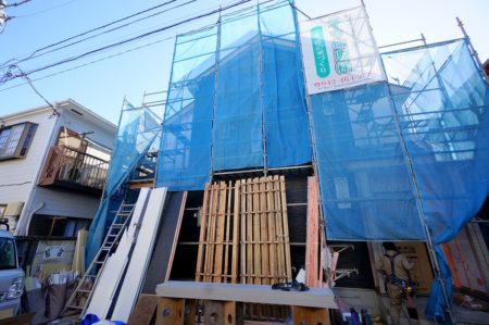 1月31日　東村山市栄町1丁目　外壁サイディング工事が始まりました！